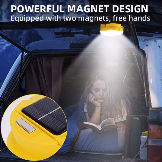 Lâmpada solar LED Luz de acampamento Lâmpada portátil para barraca USB C Lanterna recarregável multifuncional jardim